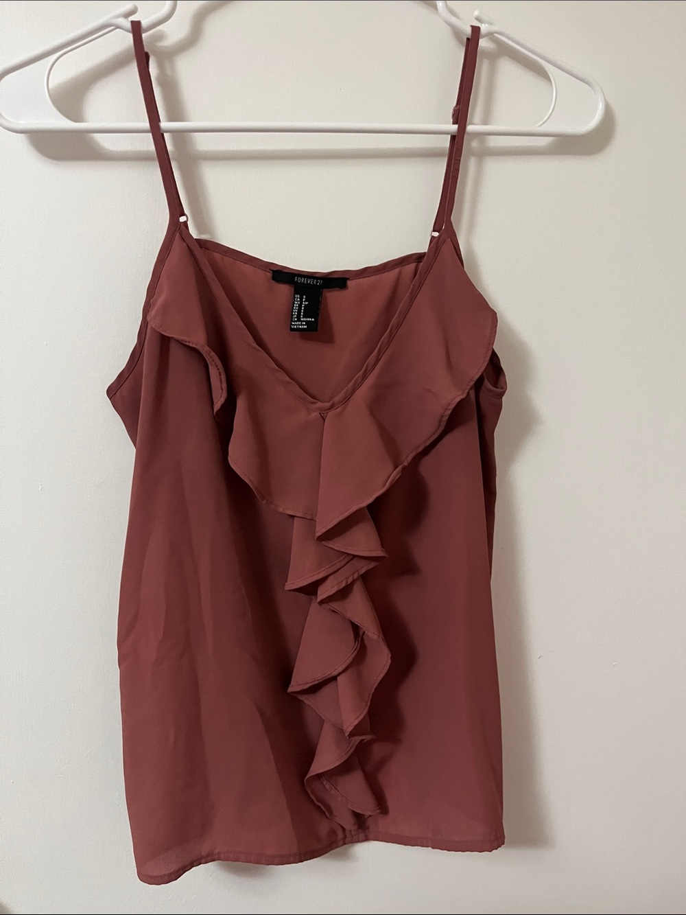 Forever 21 Women's Rust Ruffle V-Neck Cami